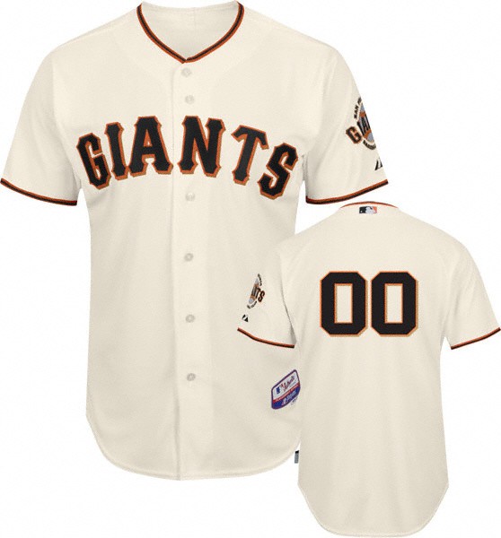 SF Giants Authentic Home Ivory Baseball Jersey by Majestic with WORLD